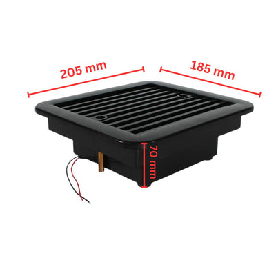 12V Exhaust Air Vent Side Ventilation Fan Black 205 x 185mm