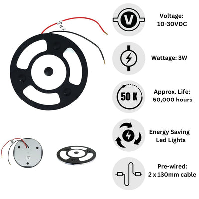 12V 24V LED Spot Light Black 100mm Touch Control Dimmer Switch