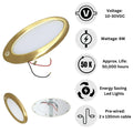 LED Ceiling Light 12V 24V Dimmable 6W Touch Switch Gold Panel Lamp