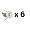 6 x LED 12V Mini Spot Lights 0.5W IP65 Warm White