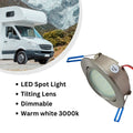 12V 24V LED Directional Spot Light Tilting Lens 3W Dimmable 3000k Recessed Downlight